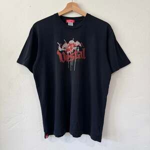 Vintage Vestal Skull Skate Graphic Tee Y2K Grunge Distressed Black Size M